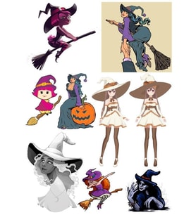 Cadı Sticker Set-5 13 Parça Telefon, Tablet, Defter, Laptop Sticker
