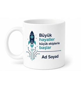 İsme Özel Startup Ekibi Kupa Bardak Seti Yazılı Hediye Ofis Bardağı