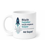İsme Özel Startup Ekibi Kupa Bardak Seti Yazılı Hediye Ofis Bardağı