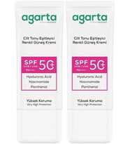 Agarta Cilt Tonu Eşitleyici Renkli Kapatıcı Etkili Spf+50 Faktör Güneş Kremi 50 ML (2 Li Set)