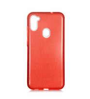 Samsung Galaxy A11 Kılıf Simli Parlak Shining Kapak (Kırmızı)