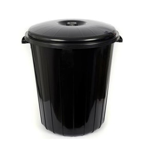 50 Litre Kapaklı Siyah Plastik Çöp Kovası, Pratik ve Dayanıklı