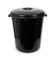 50 Litre Kapaklı Siyah Plastik Çöp Kovası, Pratik ve Dayanıklı
