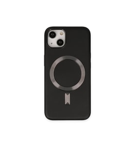 Çınarcık Dev iPhone 14 Kılıf Coco Deri Magneticsafe Silikon - Siyah