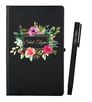 Kişiye Özel Arkadaşa Hediye Siyah Defter ve Siyah Roller Kalem Seti
