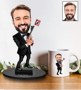 Kişiye Özel Patron Tasarımlı Karikatür Biblo Ve Kupa Hediye Seti 38