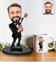 Kişiye Özel Patron Tasarımlı Karikatür Biblo Ve Kupa Hediye Seti 38