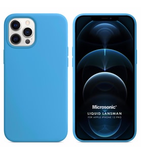 Microsonic Apple iPhone 12 Pro Kılıf Liquid Lansman Silikon Mavi