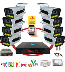 Bises 8 li Araç Yüz ve İnsan Tanımalı Hareket Algılayan 5 MP Lens 4 Warm Led Gece Renkli Gösteren Güvenlik Kamera Seti BS784W