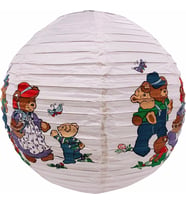 Pazariz Japon Feneri - Ayıcık Ailesi Desenli Asma Süs Avize  - 40 cm