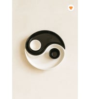 Ying & Yang 2 Li Özel Tasarım Sosluklu Kahvaltılık Tabağı Sosluk Çerezlik Kase Dekoratif Tabak 20 Cm