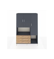 Hyperion Dolap 6 Raflı 3 Çekmeceli 3 Kapaklı 132x44x195 Antrasit-Antrasit/Çam