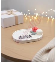 Mumelia Candles Gülce İsimlik - Doğal Soya Kısa Taştozu Tabak Tasarım Dekoratif Mum