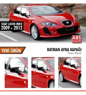 Seat Leon Uyumlu Mk2.5 Batman Yarasa Ayna Kapağı Piano Black / 2009-2012 Makyajı Kasa