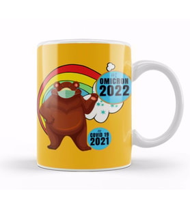 Sarcasm Funny Vintage Bear Saying Covid Hi Omicron Virus 2022 Kupa Bardak Porselen