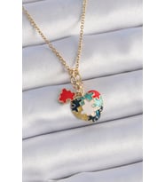 316L Çelik Gold Renk Yapboz Motif Kalp Figür Charm Model Kadın Kolye - TJ-BKO9316