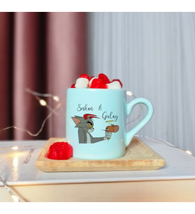 Tom & Jerry Tasarımlı Kişiye Özel Yeşil Türk Kahvesi Fincanı