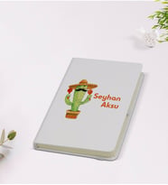 BK Gift Kişiye Özel İsimli Kaktüs Tasarımlı 9x14cm Beyaz Defter - Model 7