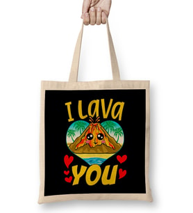 Cute & Funny I Lava You Volcano Valentine s Day Bez Çanta Uzun Saplı