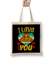 Cute & Funny I Lava You Volcano Valentine s Day Bez Çanta Uzun Saplı