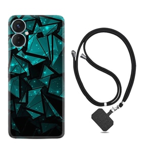 Tecno Spark 9T Kılıf Resimli Boyun Askılı İpli Desenli Silikon Green Prizmas 1348