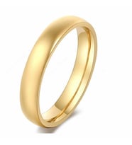 4 mm Altın kaplama Çelik Alyans Yüzük (Sarı)