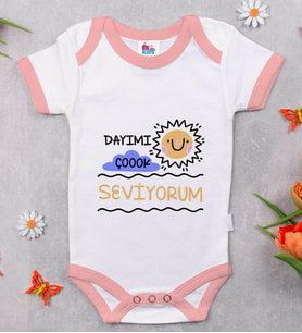 BK Kids Dayımı Çok Seviyorum Tasarımlı Pembe Bebek Body Zıbın-1