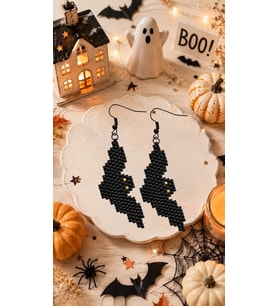 Miyuki Boncuk El Yapımı Yarasa Küpe Halloween Cadılar Bayramı