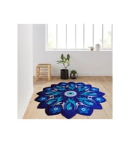Eliana Home Baskılı, Yıkanabilir Kaymaz Taban Yuvarlak Halı LNA7032 120x120 cm (Mavi)