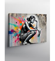 Kanvas Tablo Grafitili Kadın Figürü