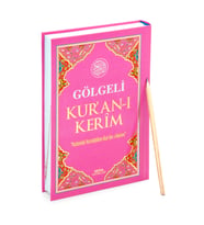 Kalemle Yazılabilen Orta Boy Gölgeli Kuranı Kerim Pembe
