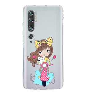 Xiaomi  Mi Note 10  Kamera Korumalı Kapak Vespagirl Tasarımlı Şeffaf  Kılıf