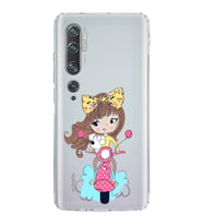 Xiaomi  Mi Note 10  Kamera Korumalı Kapak Vespagirl Tasarımlı Şeffaf  Kılıf