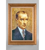 Altın Varaklı Paspartulu Çerçeveli Atatürk Tablo sd545