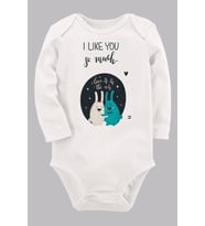 Organik Baskılı Pamuklu Unisex Bebek Body UZUNE187