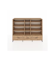 Hyperion Dolap 12 Raflı 3 Çekmeceli  220x44x163 Çam-Çam