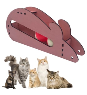 Mcg®  Fare Kedi Oyunu Ahşap 2 Toplu Kedi Oyuncağı Tahta Kedi Oyunu Tahta Fare Ve Toplu Oyuncak