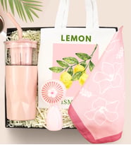 Kişiye Özel Bez Çanta & Cam Detox Termos & El Fanı & Fular Yaz Hediye Seti (Pembe)