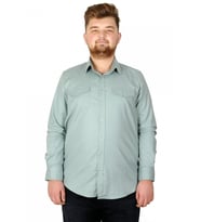 Mode XL Büyük Beden Erkek Gömlek Gabardin 20360 Su Yeşili
