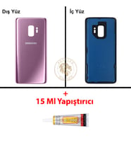Samsung Galaxy S9 Mor Renk Arka Kapak + B7000 Yapıştırıcı Arka Cam Batarya Kapağı Pil Kapağı Lazer Kesim Back Cover Galaxy S9 Uyumlu