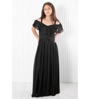 Askılı Simli Abiye Elbise Siyah MDV938