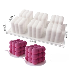 SİLİKON KALIP TAŞ TOZU İTHAL MUHTELİF ALTILI BUBBLE MUM KALIBI EPOKSİ REÇİNE HB7521-0134 (Beyaz)