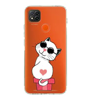 Xiaomi Redmi 9C  Kamera Korumalı Kapak Coolcat Tasarımlı Şeffaf  Kılıf