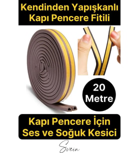 Pvc Doğrama Pencere Fitili İzolasyon Bandı Kendinden Yapışkanlı Kahve Kauçuk Yalıtım Bant 2x10=20 Mt