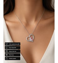 Butterfly Detaylı Kalp Kadın Kolye Paslanmaz Çelik Pembe Renk Hediye