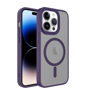 Coverzone ?Phone 14 Pro ile Uyumlu Sert PC Arka Y�zey Wireless ?arj �zellikli Buzlu Saydam ZF Kapak