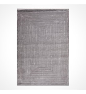 Antrasit Gri Halı Modern Geometrik Desenli Salon Halısı Viskon Polyester Makine Dokuma