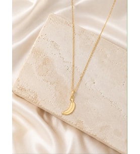 Kişiye Özel 925 Ayar Gümüş Minimal Muz Figürlü Kolye (Gold)