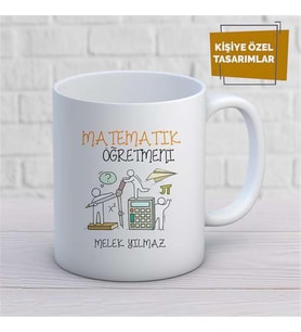 Kişiye Özel İsim Yazılabilir Matematik Öğretmeni Kupa Bardak