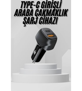 Araç İçi Şarj Cihazı 38W Güç Kapasiteli Type-C Girişli Araba Çakmaklık